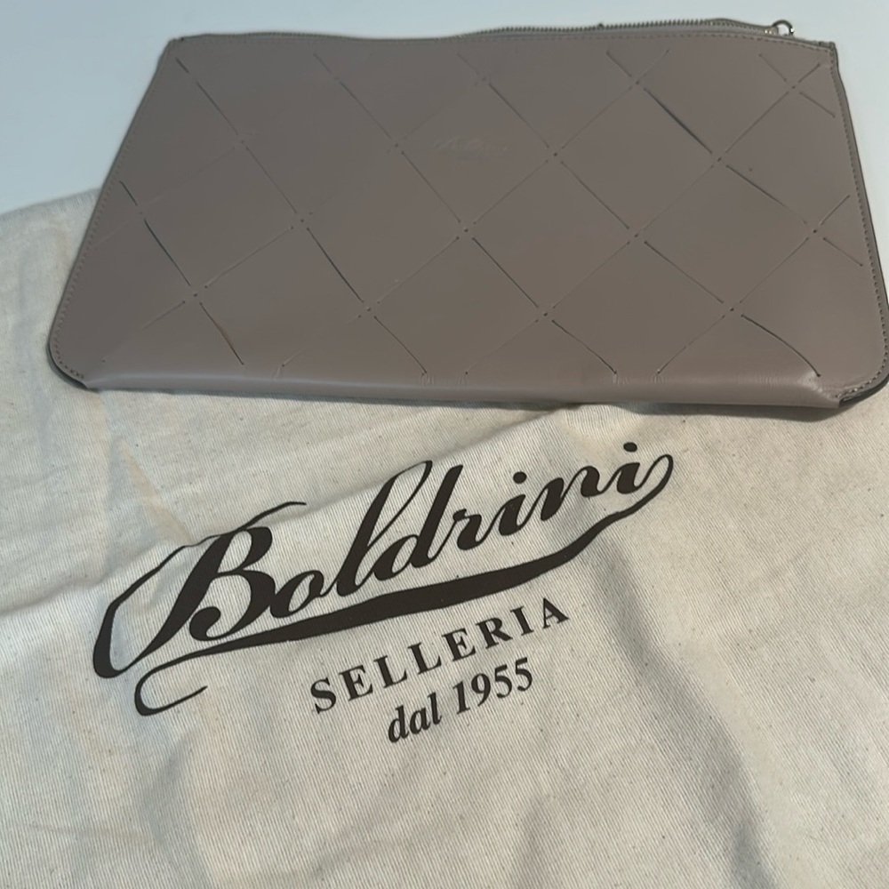 Taupe Quilted-liked Leather Clutch